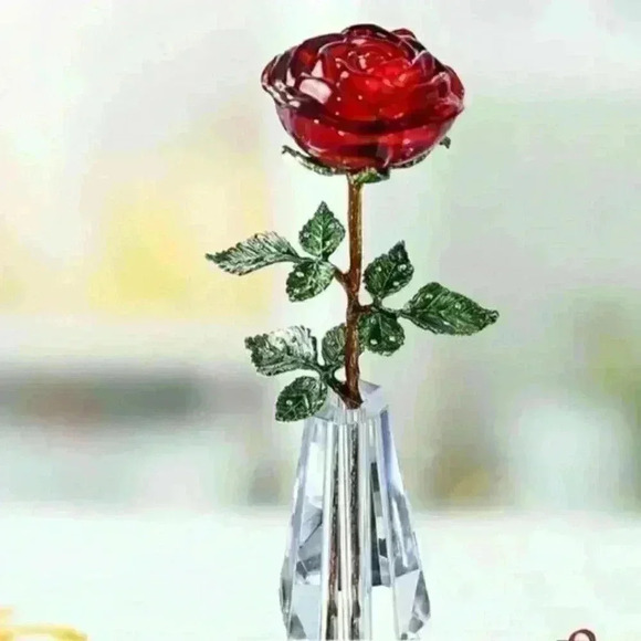 Crystal Red Rose Flower Figurines Craft Bi… - Picture 3 of 15